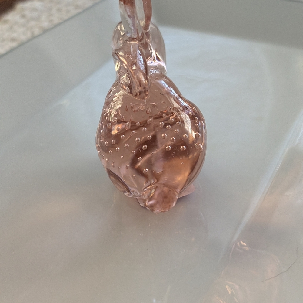 Pink Fenton Glass Bunny Paperweight Figure. Hand Blown Glass Bunny Rabbit - Picture 4 of 7